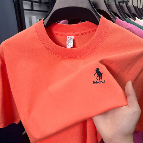 Paul 100% de algodão puro colar masculino T-Shirt embrulhado Idade Média Simplificado Relaxante Suado Transpirante Homem T-Shirt de pulso curto