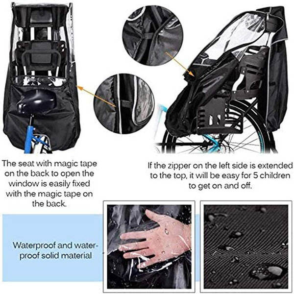 Crianças de bicicletas japonesas de bicicleta de chuva traseira de pizzas dobráveis portáteis de PVC transparente de vapor de chuva de proteção contra chuva