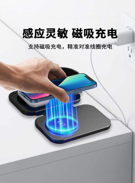 Novo carregador sem fio magnético de 15W tri-in-one para a fábrica de fones de ouvido do relógio do telemóvel da Apple