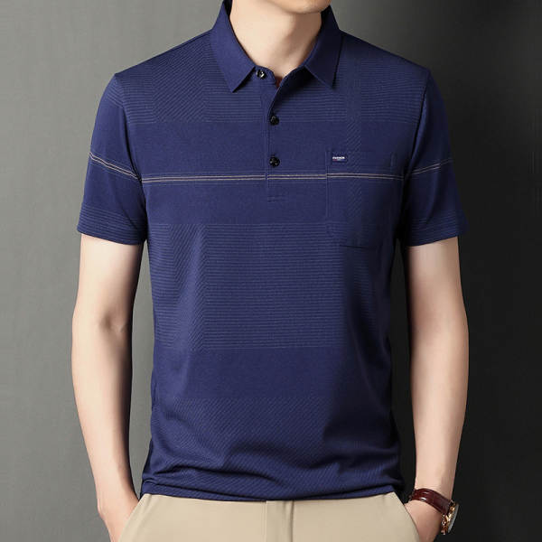 T-shirt masculino de pulseira curta 23 verão novo homem de meia-idade pulseira poli T-shirt papai vestido com roupa de negócios