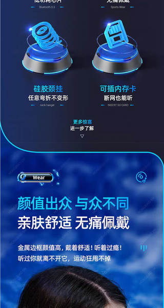 O fone de ouvido Bluetooth é adequado para o pescoço da Apple Huawei Xiaomi pendurando o número de movimentos para reduzir o ruído do pescoço pendurando o tempo de espera.