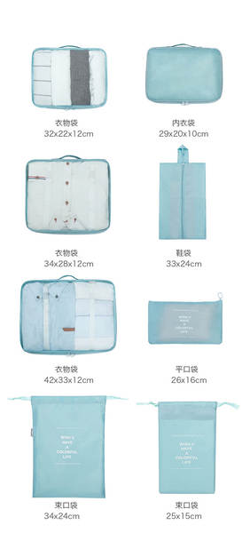 Kit de 10 bolsas de organização para viagem