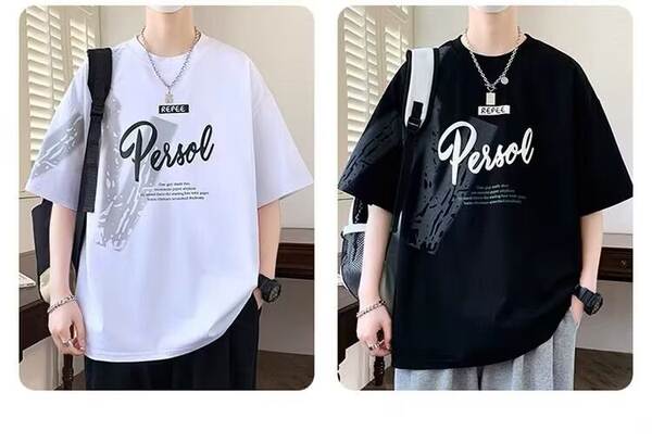 T-Shirt adolescente de verão novo menino estudante relaxante bonito gelado meia-mancha roupa menino grande menino