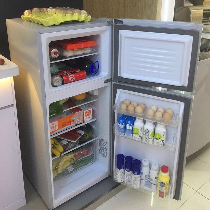 Pequeno frigorífico para aluguel doméstico congelado mini frigorífico de duas portas de baixo consumo de energia