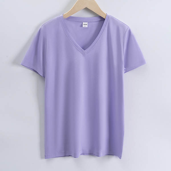 Camiseta feminina de algodão curta