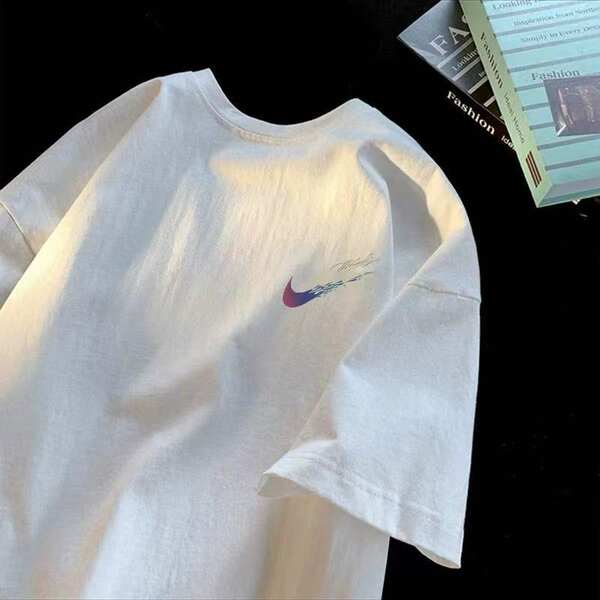 T-shirt de pulseira curta 200 gramas de verão novo de algodão puro masculino semi-pulseiro coreano de moda camisa de baixo