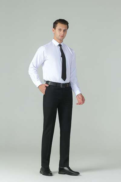 Exportação de camisa branca profissional masculina de alta sensibilidade de negócios camisa de luvas compridas masculina puramente artesanal atacado um penteado
