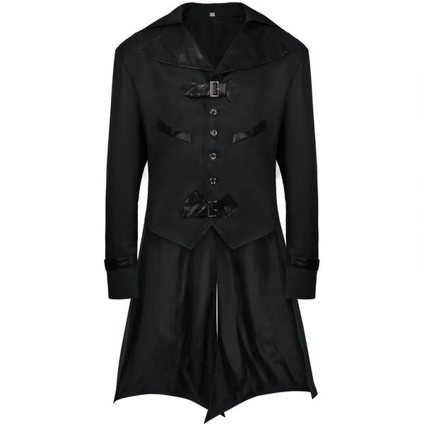 2026wish Amazon Europa e América medieval Halloween retrospectiva casaco empilhado homem Gothic preto vestido de roupa