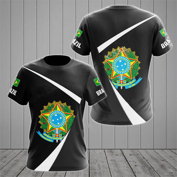 T-Shirt masculino brasileiro 3D T-Shirt O T-Shirt esportivo da equipe de futebol de rua masculino DIY base ajustável para a ordem de massa