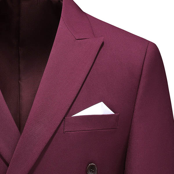 Vestido duplo de dois pedaços de roupa transfronteiriça puro para homens 7110 de vinho vermelho