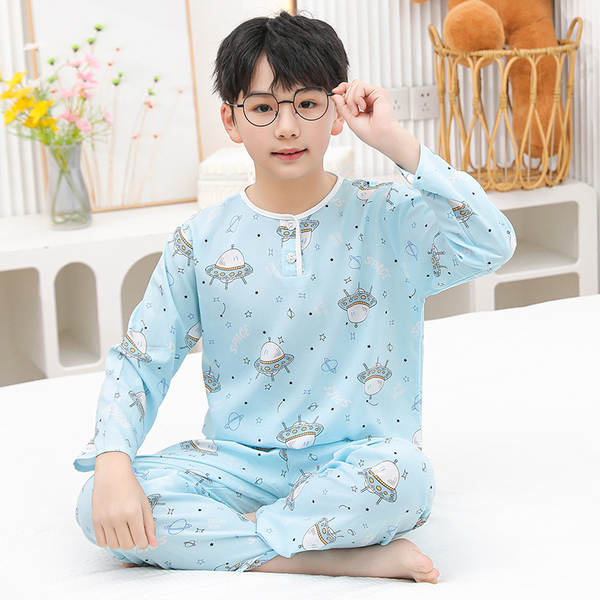 Conjunto de pijama infantil de algodão para verão
