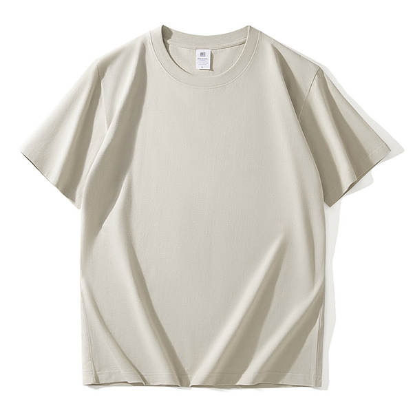 T-shirt masculino com mangas curtas e pesadas de algodão puro 230 gramas Jovens com mangas redondas de roupa de roupa pura