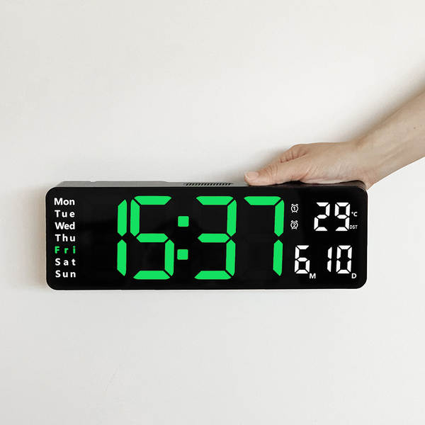 16 polegadas de grande tela função de exibição de relógio digital nórdico relógio simples sala de estar pendurar relógio led parede pendurar relógio 6626