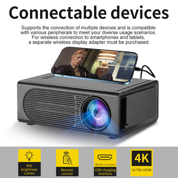 Transfronteiriço M200S Mini Projector portátil LED Telemóvel Cinema Doméstico Telemóvel Cabo Compatível Suporte 1080
