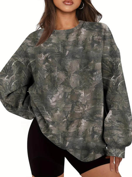Blusa de moletom com estampa de folhas