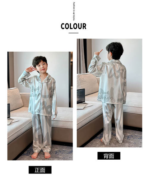 Roupa de cama para meninos Primavera-Verão 2026 Nova roupa de ar condicionado para meninos com mangas compridas em casa