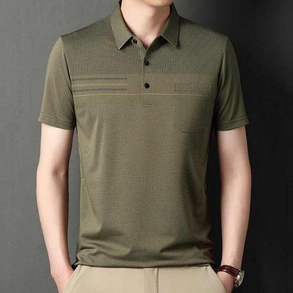 T-shirt masculino de pulseira curta 23 verão novo homem de meia-idade pulseira poli T-shirt papai vestido com roupa de negócios