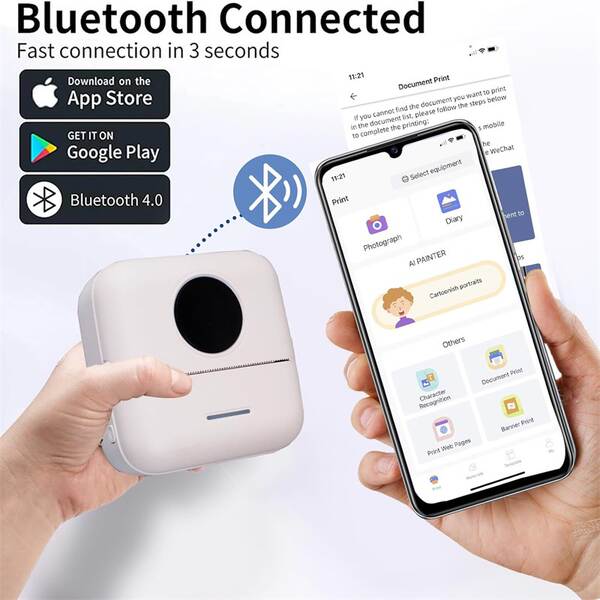 Mini impressora sem fio sem fio de venda quente transfronteiriça celular inteligente sem tinta Bluetooth impressora de fotos domésticas de pequeno porte