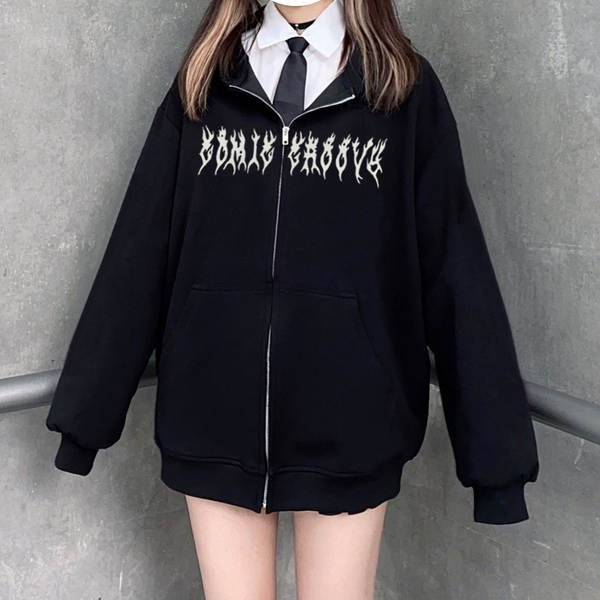 Moletom feminino de manga longa com capuz e ziper