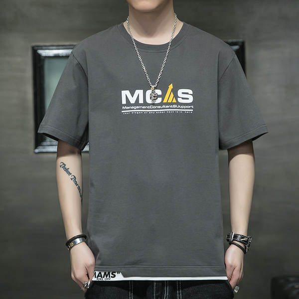 Camiseta masculina de algodão curta