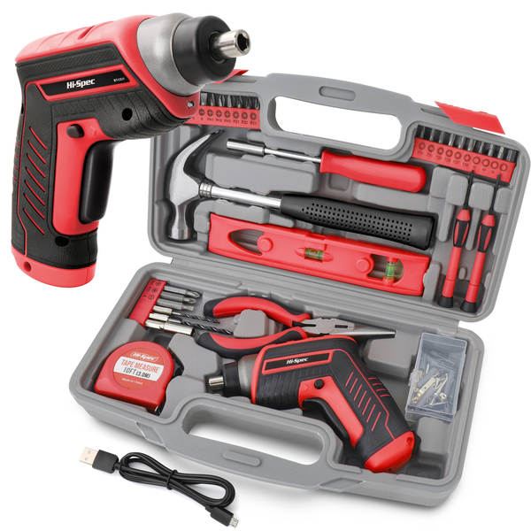 Hi-Spec 35 pacotes 4V USB elétrico de parafuso de carregamento elétrico de lítio Kit de ferramentas domésticas