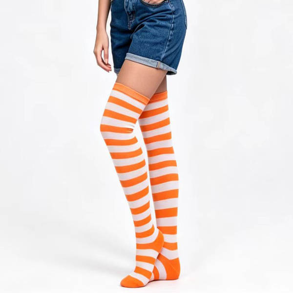 Meias Longas Femininas Azul e Branco