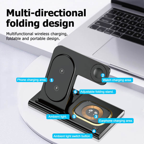 Carregador sem fio transfronteiriço de três em um Carregador sem fio duplo para carregamento rápido para Apple/Samsung