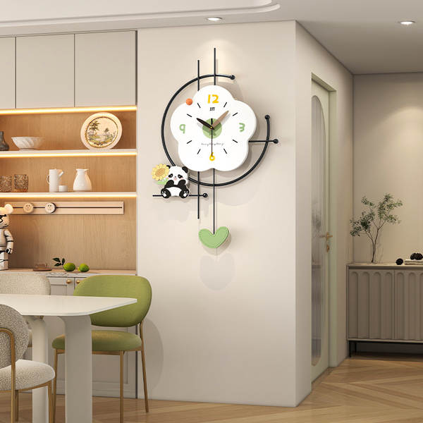 Relógio de panda criativo pendurado sala de estar sensualidade avançada modernas simples relógio silencioso casa decoração relógio pendurado parede sem furos