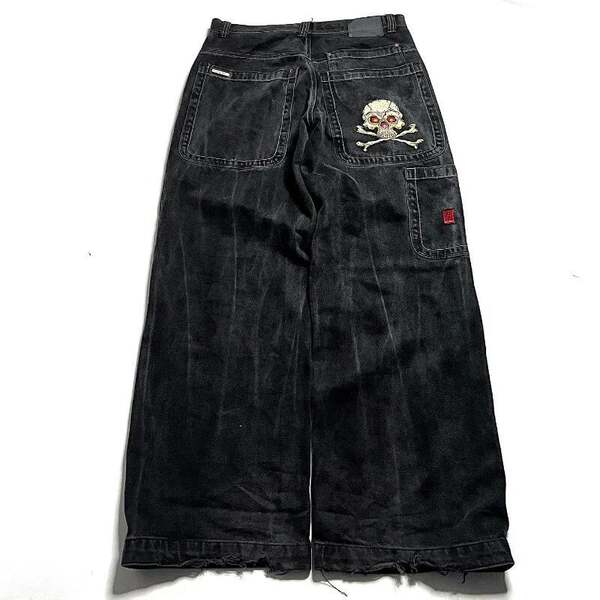 JNCO Y2K Loose jeans masculino padrão hip-hop rua masculino calças largas