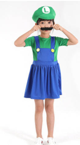 Halloween Super Mary Vestido Adulto Crianças Mario Vestido COSPLAY Desempenho de personagens animados Vestido