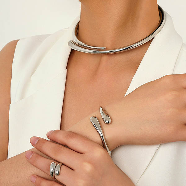 1 conjunto de moda europeia-americana simples metal pesado geométrico de forma de círculo brilhante feminino pulseira anel de joalharia