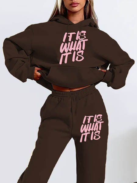Conjunto de moletom feminino de manga longa com capuz