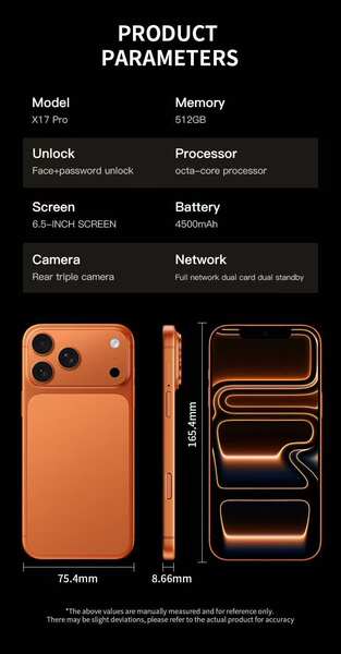 Transfronteiriço 17Promax telemóvel novo não desmontado indústria inteligente máquina original 5G alta distribuição de três redes de smartphones