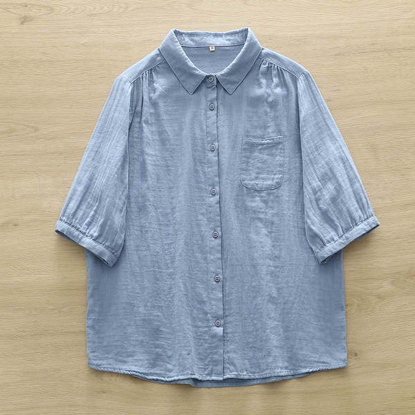 Venda direta do fabricante Camisa feminina de algodão puro de duas camadas Camisa feminina de algodão integral de primavera outono