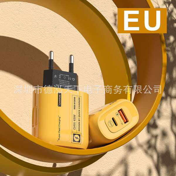 45W Finger Amarelo AC Carregador 5v2a para Apple Android 12wpd25w Carregador de cabelo rápido