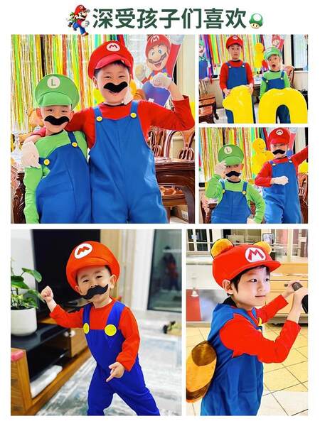 Halloween cosplay animação mario roupas para os filhos atividades de papéis para crianças roupas de super maria
