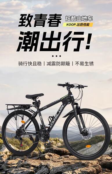 Bicicletas de montanha para adultos masculinos de dois discos de travessia para o campo Bicicletas de velocidade reduzida para adolescentes Bicicletas de estudantes de 26 polegadas