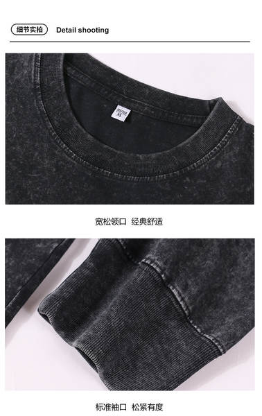 230 gramas de peso transfronteiriço de algodão puro lavagem de água para fazer velhas luvas longas de cabeça T-shirts retrospectivas T-shirts de neve