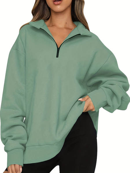 Roupas femininas europeias 2025 outono inverno novo modelo de camisa de lazer da Amazon meia cadeia de cabeça de mangas longas camisa esportiva guarda-roupa