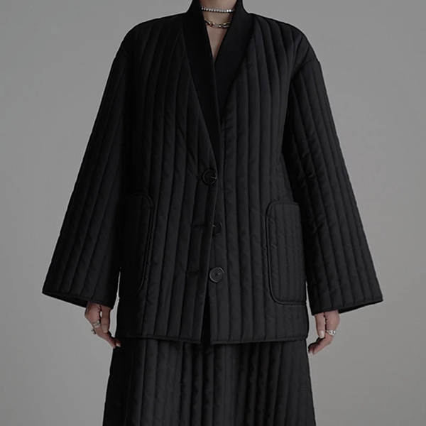 Jaqueta de Inverno Feminina de Algodão Preto