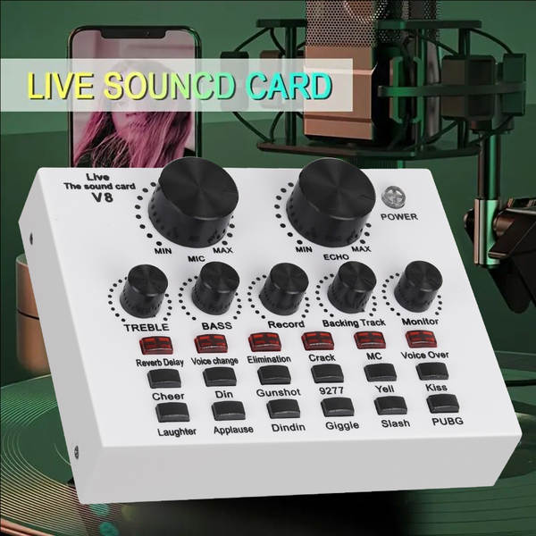 Transfronteiriço V8 Inglês de transmissão ao vivo da placa de som bm800 microfone bater de braço do telefone celular kit de cartão de voz podcast completo