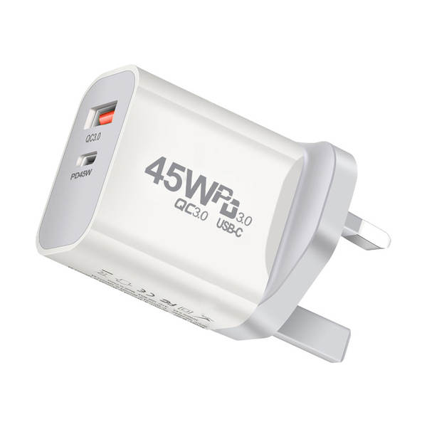 Carregador de PD padrão 45W Adaptador de PD duplo 45W para carregador de nitrogênio IP16X para celulares