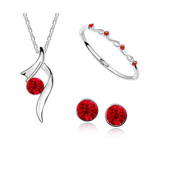 Jóias da Coréia da moda de centenas simples austríacos colares de cristal de colar de pulseira de joalharia três conjuntos 1368