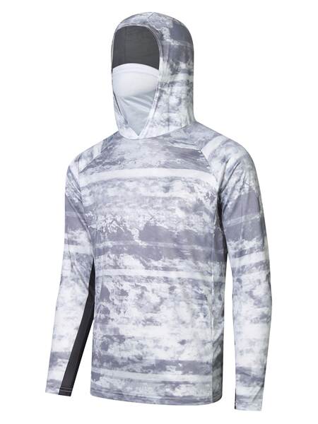 Camiseta de pesca masculina com mangas compridas e secas para o verão