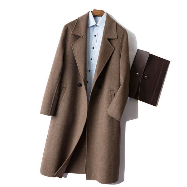 Casaco de lã masculino longo