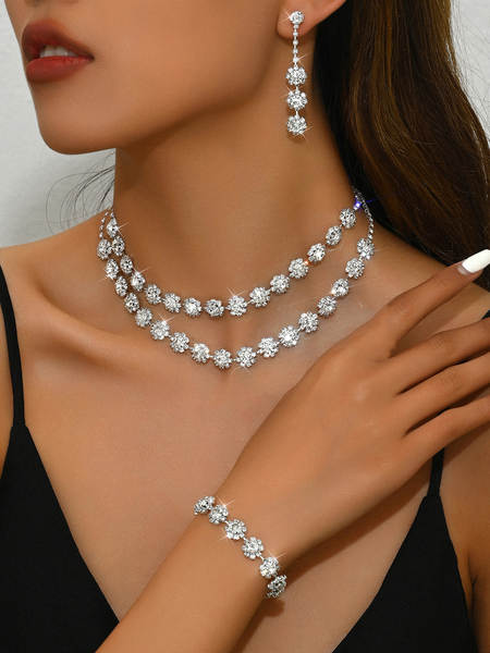 Acessórios de casamento dupla camada do colar de diamante do colar de sol de comércio estrangeiro Sete de orelhas de venda rápida