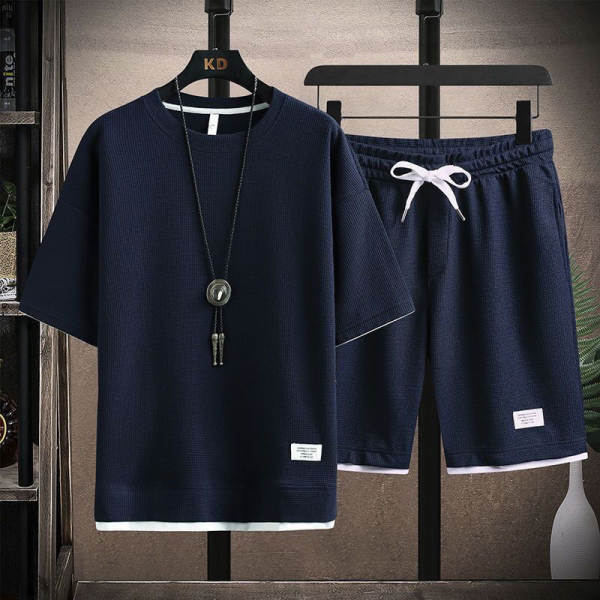 T-shirt masculino de calça curta com calças masculinas de moda masculina de verão