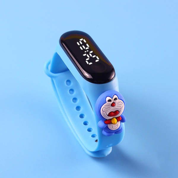 Hot-selling estudante desenho animado bonito anel de luzes brancas LED boneco relógio menino menina natação impermeável toque de relógio