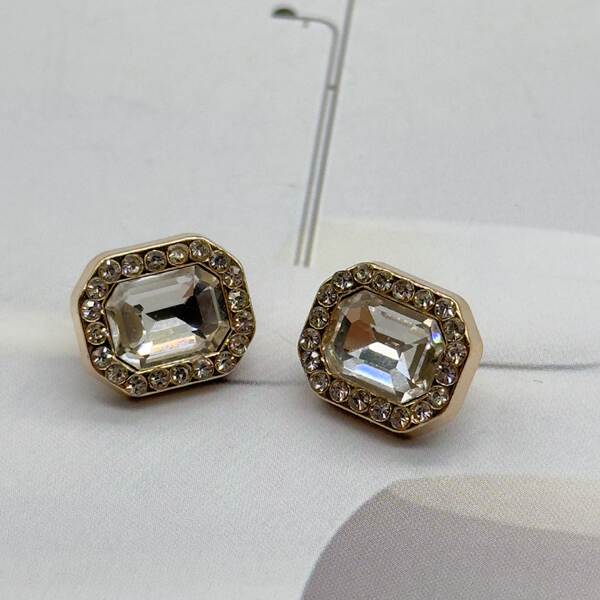 Moda pedras preciosas de metal botões de perfuração uniformes botões de roupa vintage decoração botões simples roupas femininas bonitas