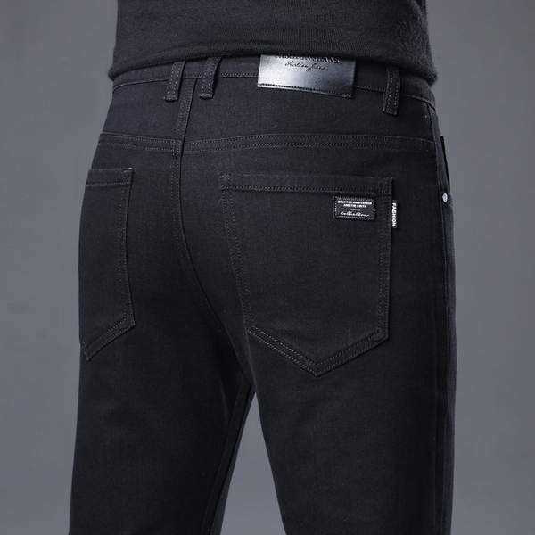 2026 Outono novo jeans masculino revestimento retangular elástico grosso modelo macio confortável masculino calças compridas